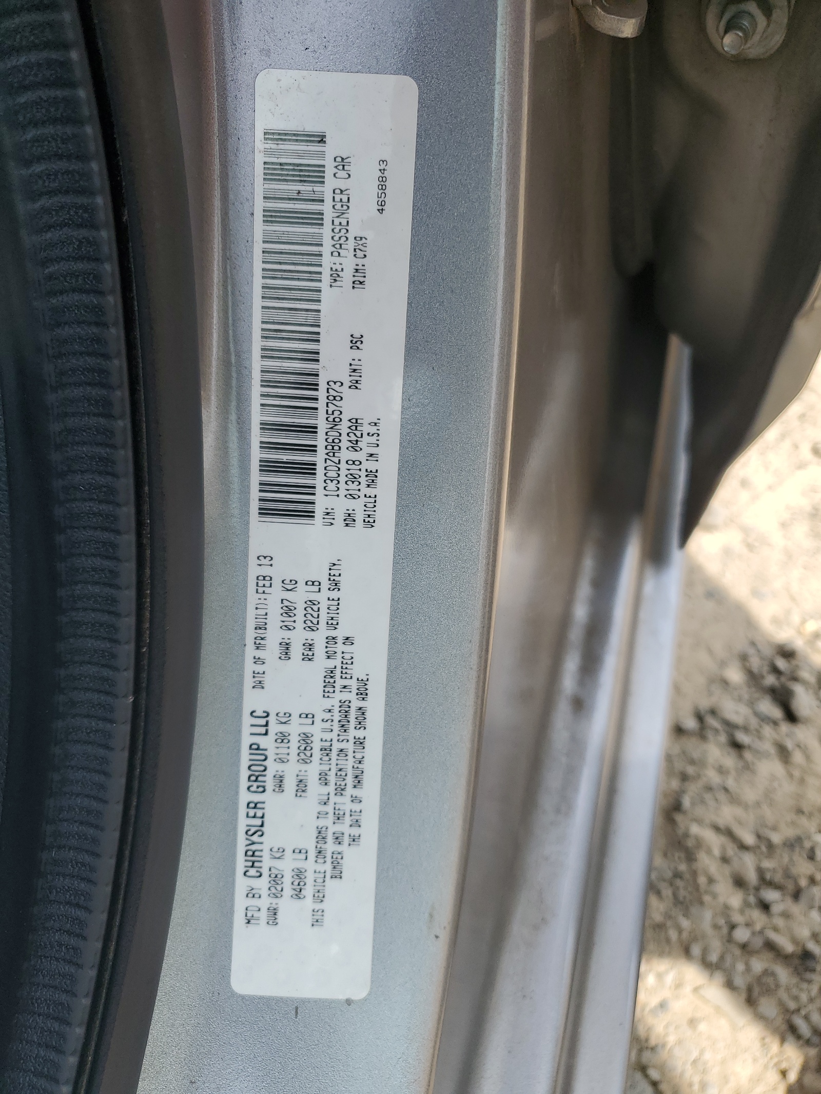 1C3CDZAB6DN657873 2013 Dodge Avenger Se