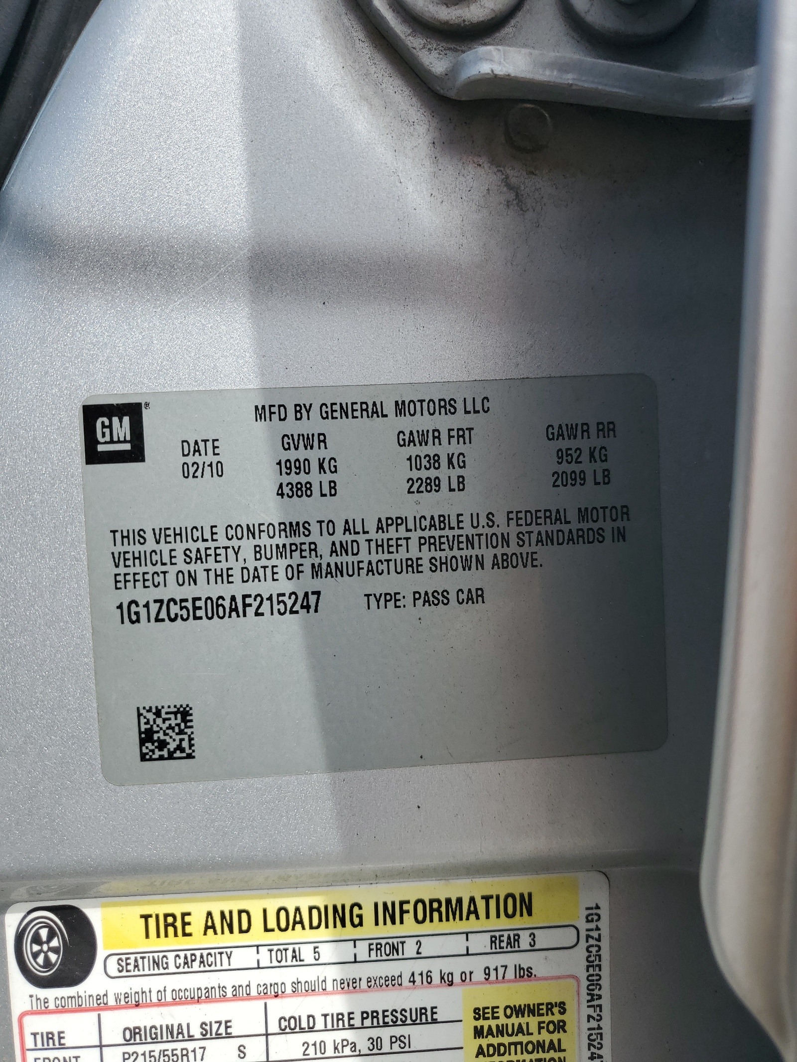 1G1ZC5E06AF215247 2010 Chevrolet Malibu 1Lt