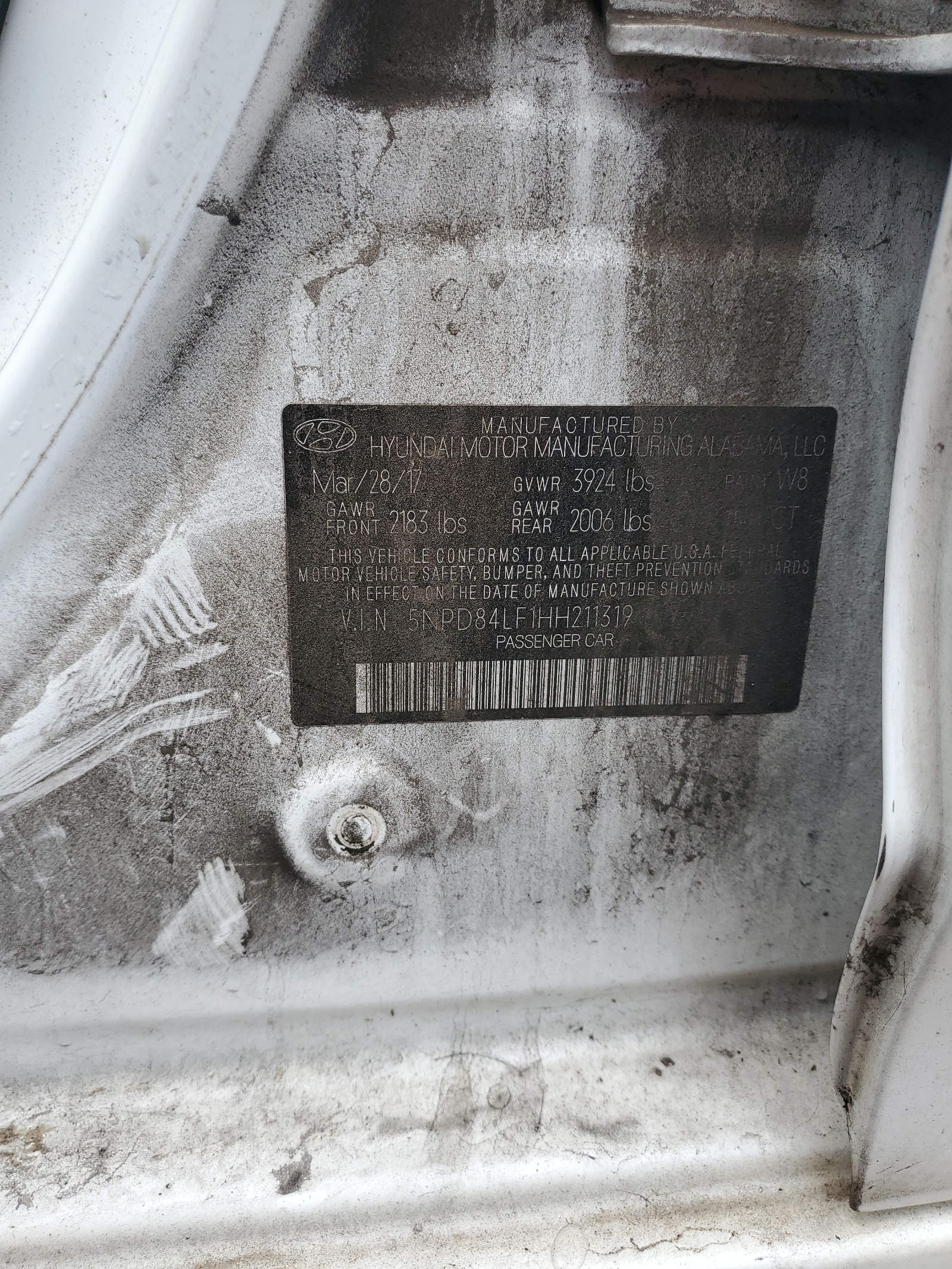 5NPD84LF1HH211319 2017 Hyundai Elantra Se