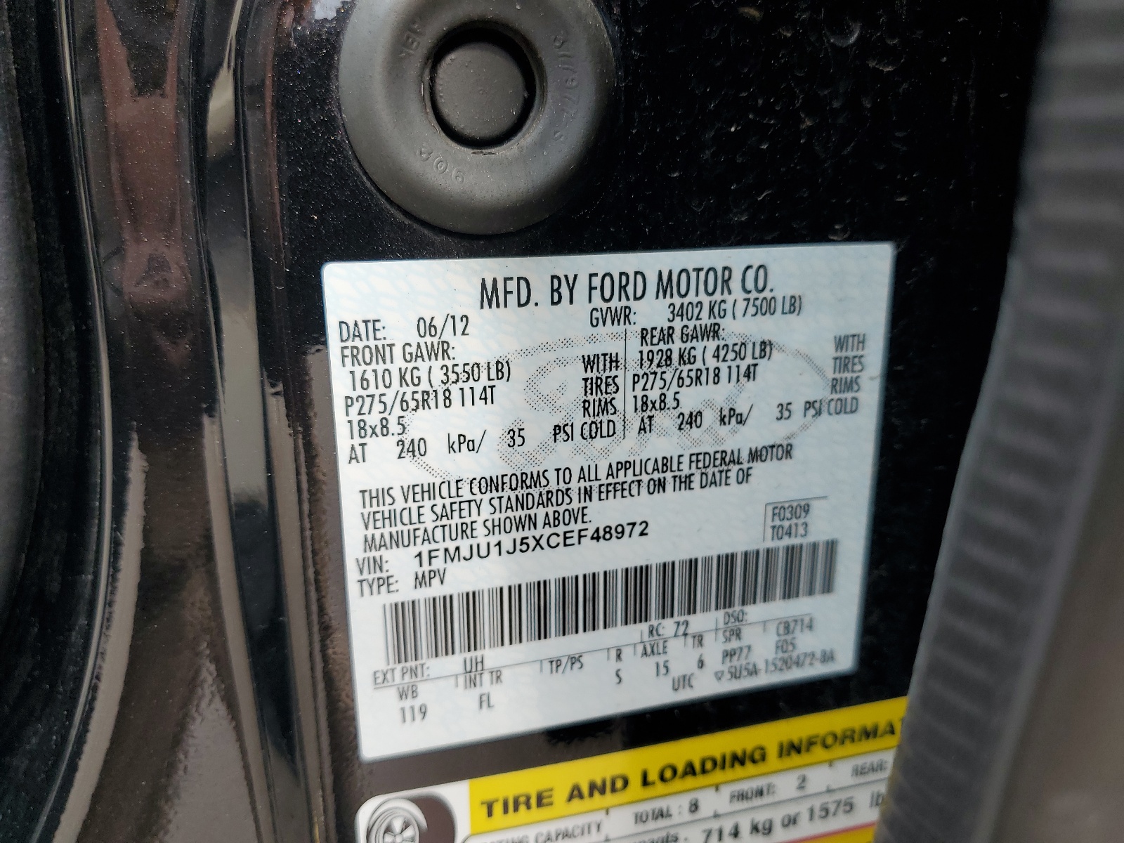 1FMJU1J5XCEF48972 2012 Ford Expedition Xlt