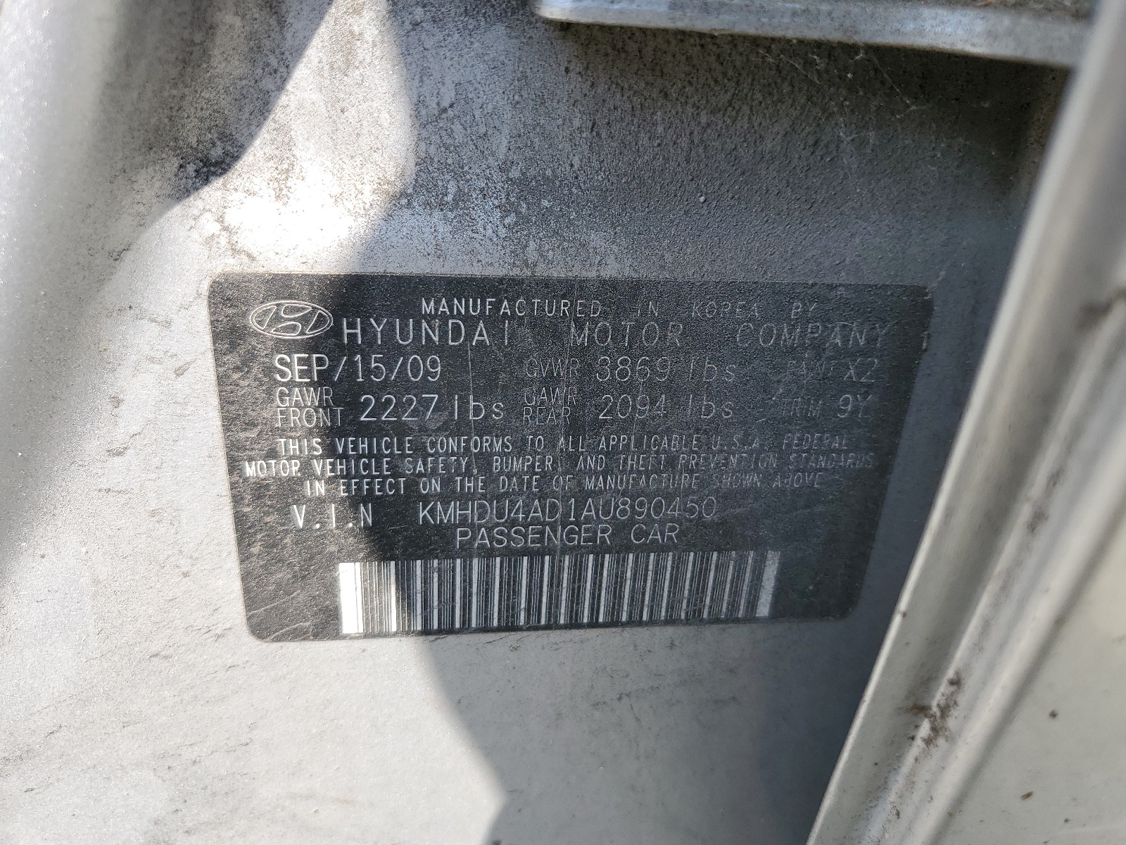 KMHDU4AD1AU890450 2010 Hyundai Elantra Blue