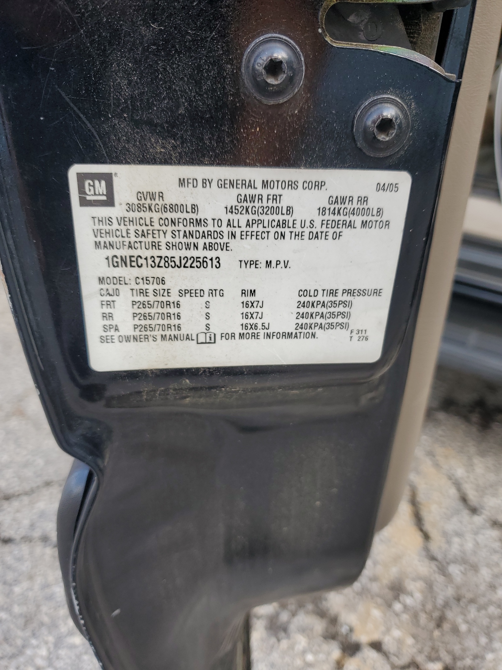 1GNEC13Z85J225613 2005 Chevrolet Tahoe C1500