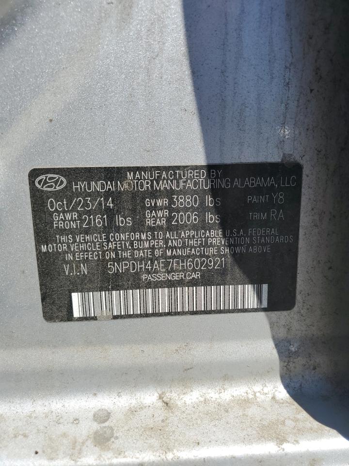 2015 Hyundai Elantra Se VIN: 5NPDH4AE7FH602921 Lot: 61930634