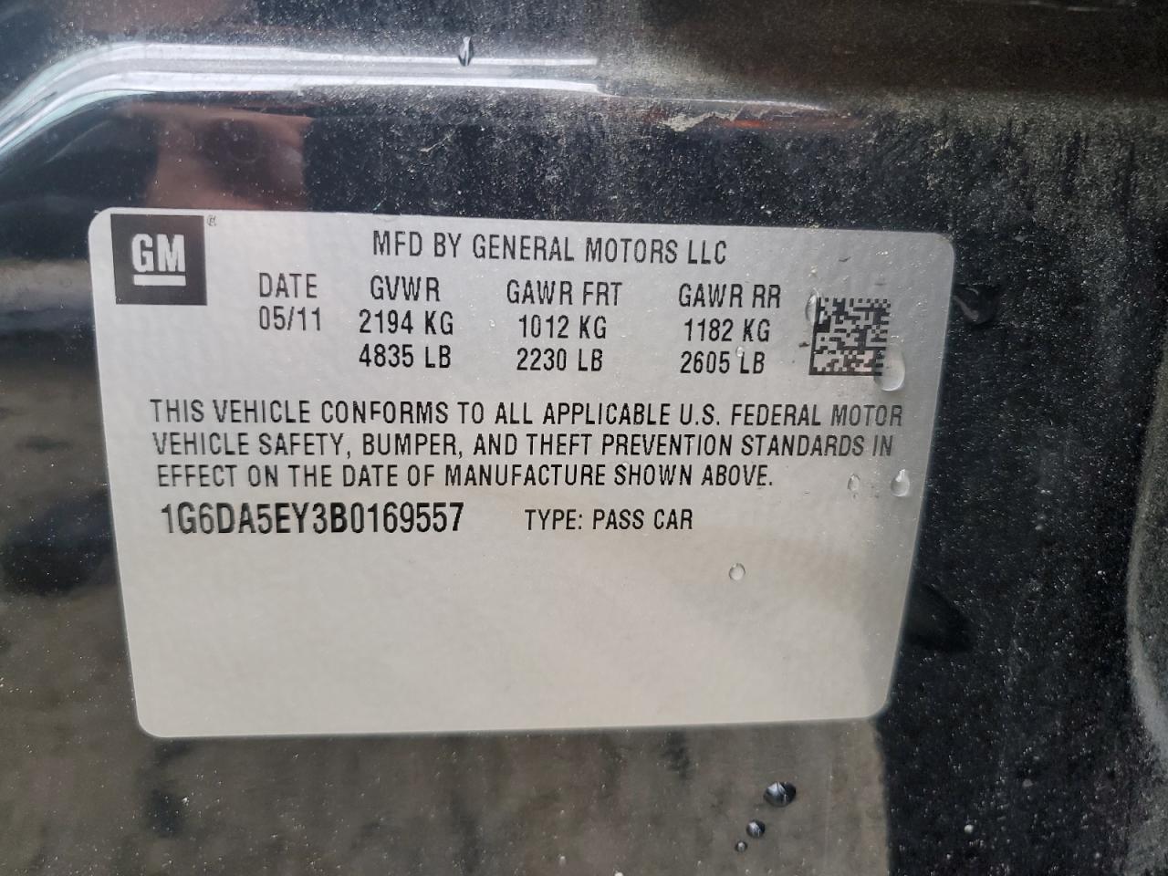 2011 Cadillac Cts VIN: 1G6DA5EY3B0169557 Lot: 64547494