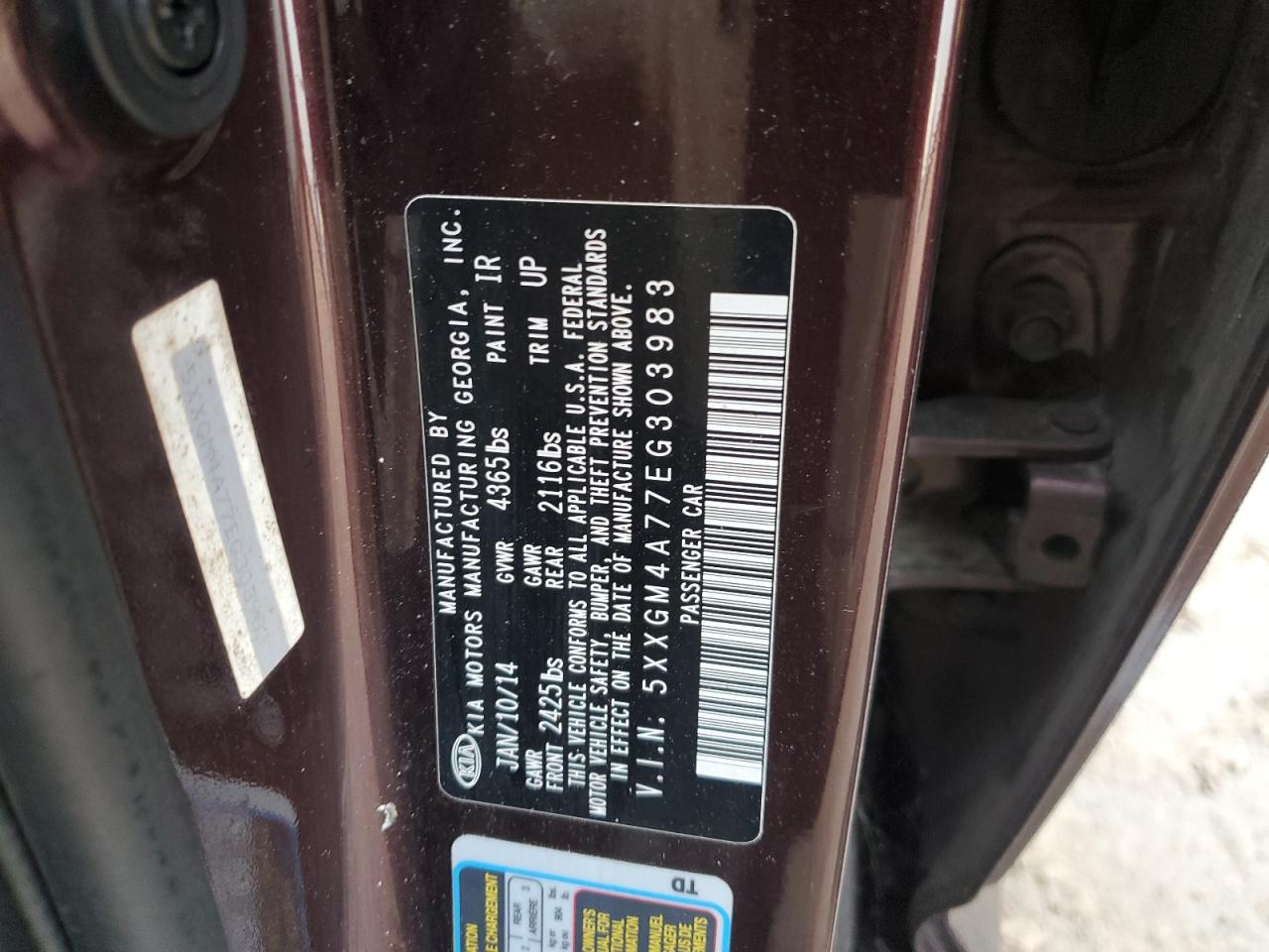 2014 Kia Optima Lx VIN: 5XXGM4A77EG303983 Lot: 64777994