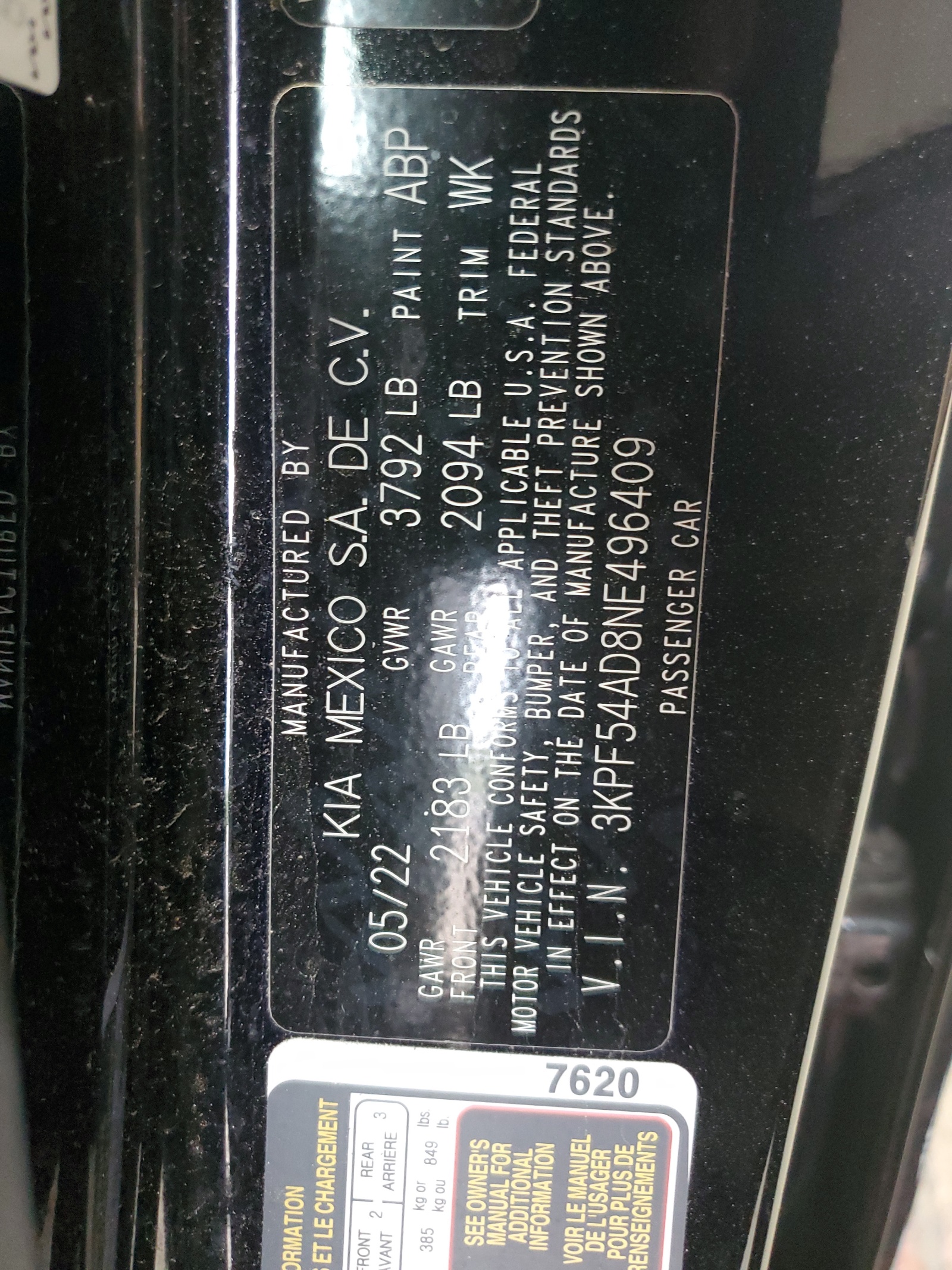 3KPF54AD8NE496409 2022 Kia Forte Gt Line