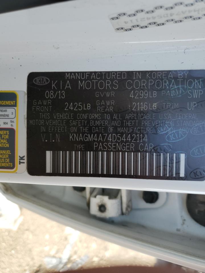 2013 Kia Optima Lx VIN: KNAGM4A74D5442114 Lot: 61703344