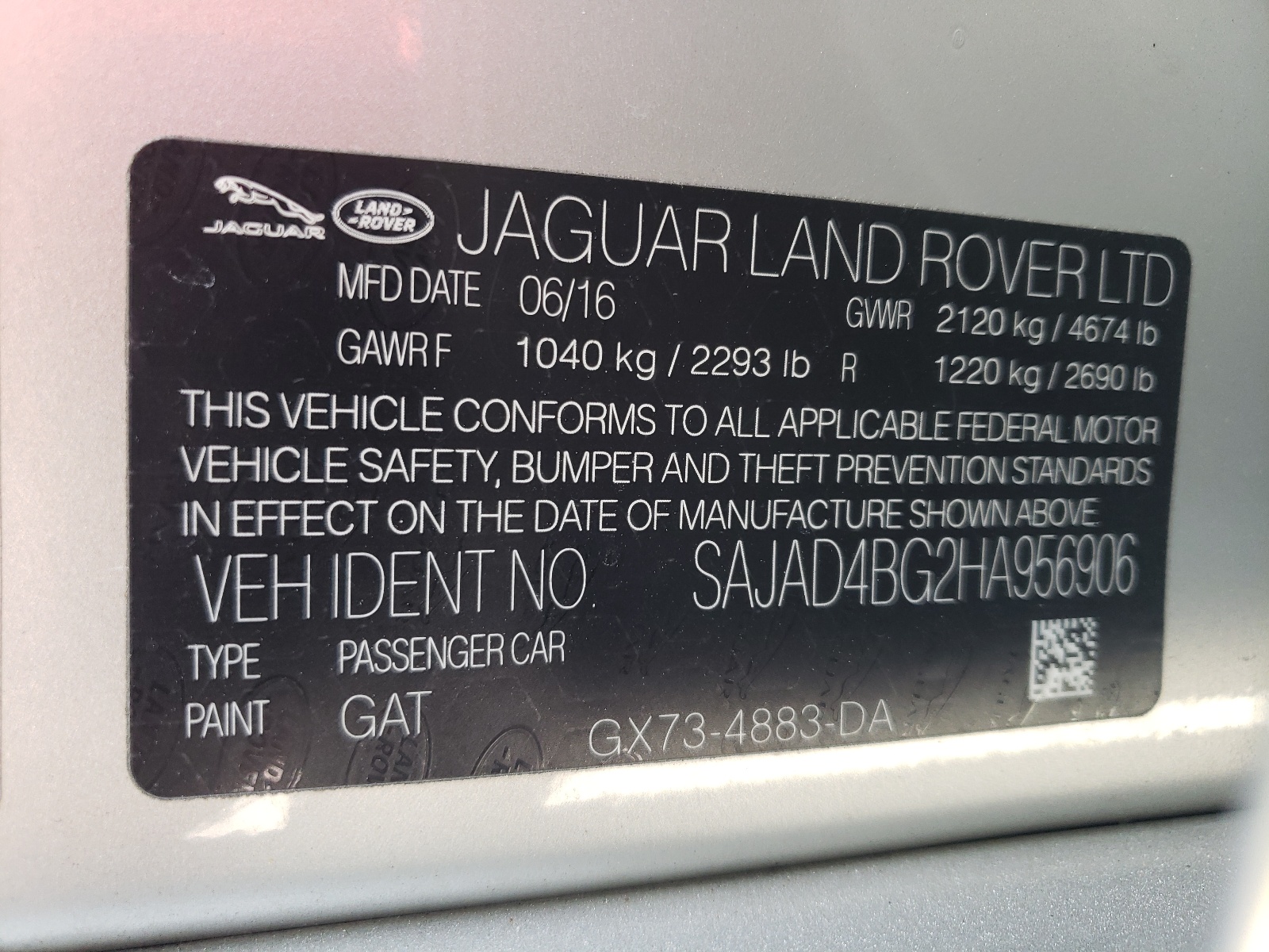 SAJAD4BG2HA956906 2017 Jaguar Xe Premium