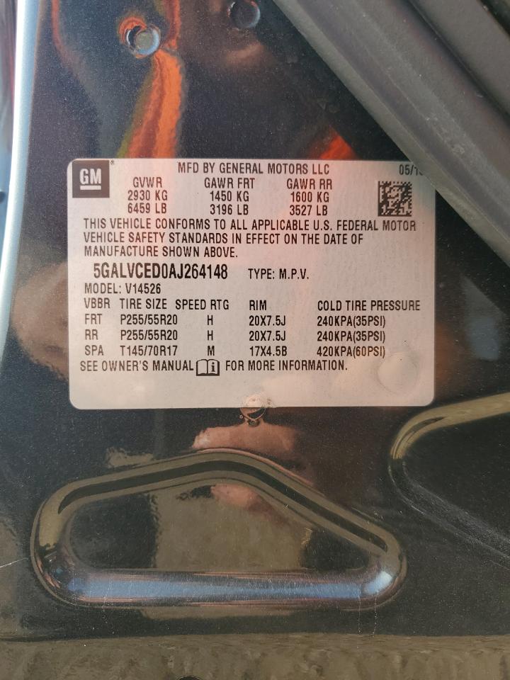 2010 Buick Enclave Cxl VIN: 5GALVCED0AJ264148 Lot: 60940004