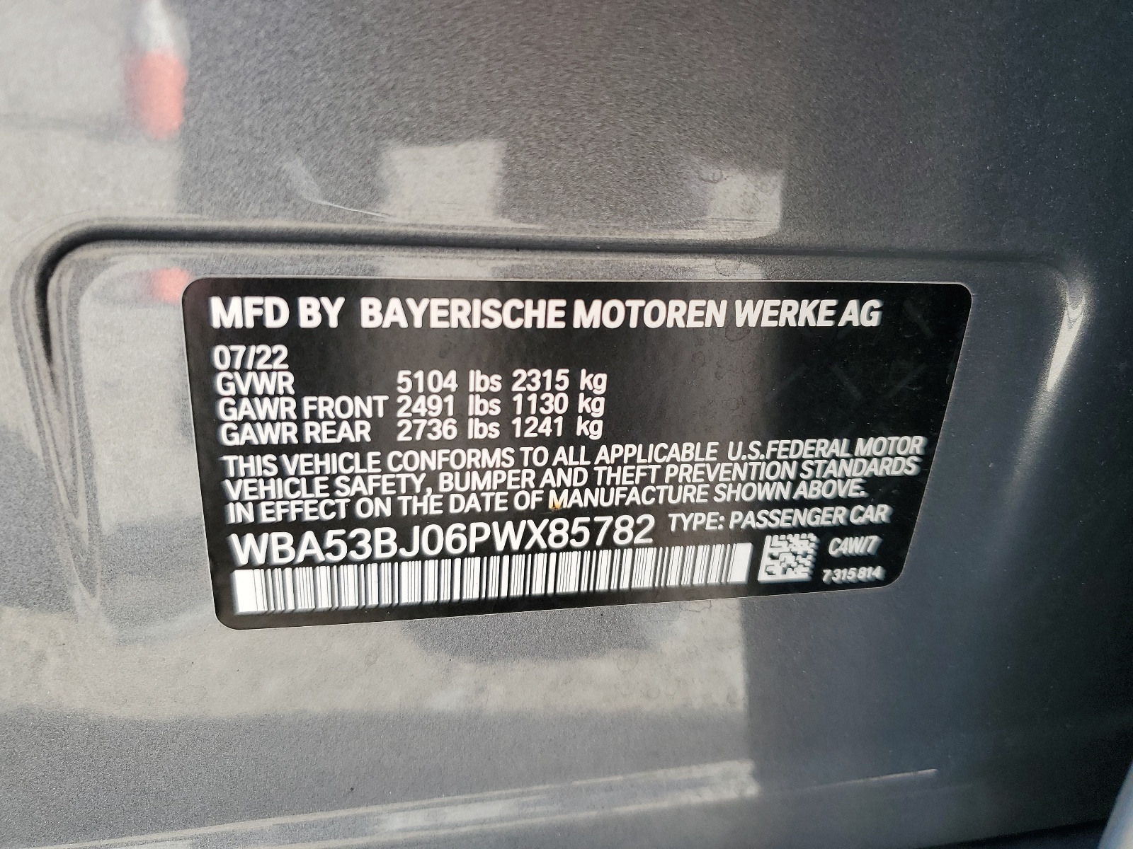 WBA53BJ06PWX85782 2023 BMW 540 I