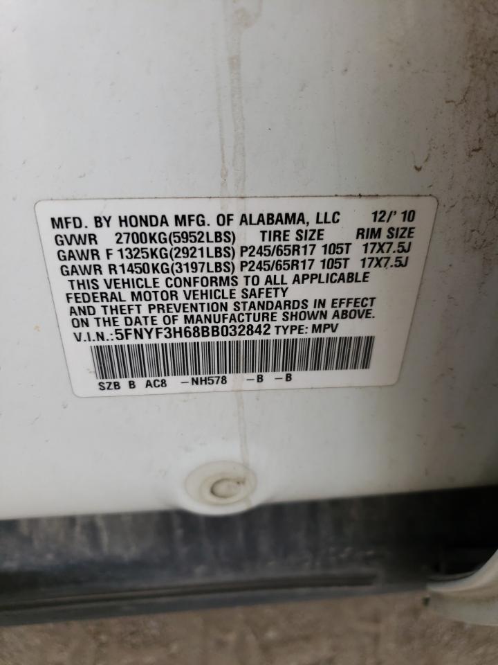 2011 Honda Pilot Exl VIN: 5FNYF3H68BB032842 Lot: 63700854