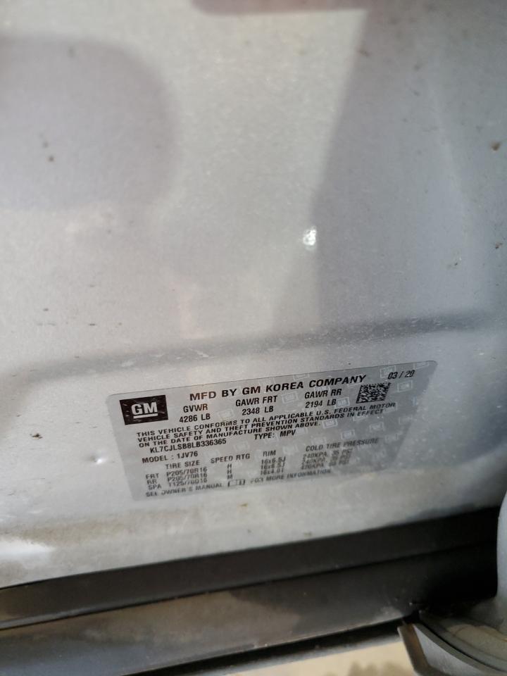 2020 Chevrolet Trax 1Lt VIN: KL7CJLSB8LB336365 Lot: 61713994