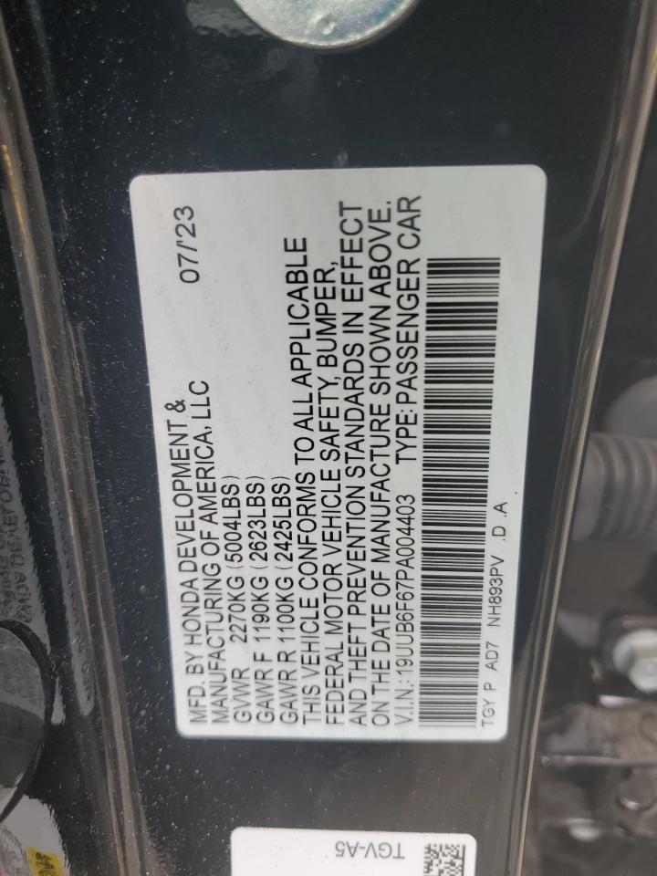 19UUB6F67PA004403 2023 Acura Tlx Advance