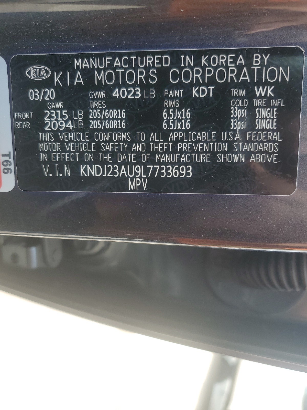 KNDJ23AU9L7733693 2020 Kia Soul Lx