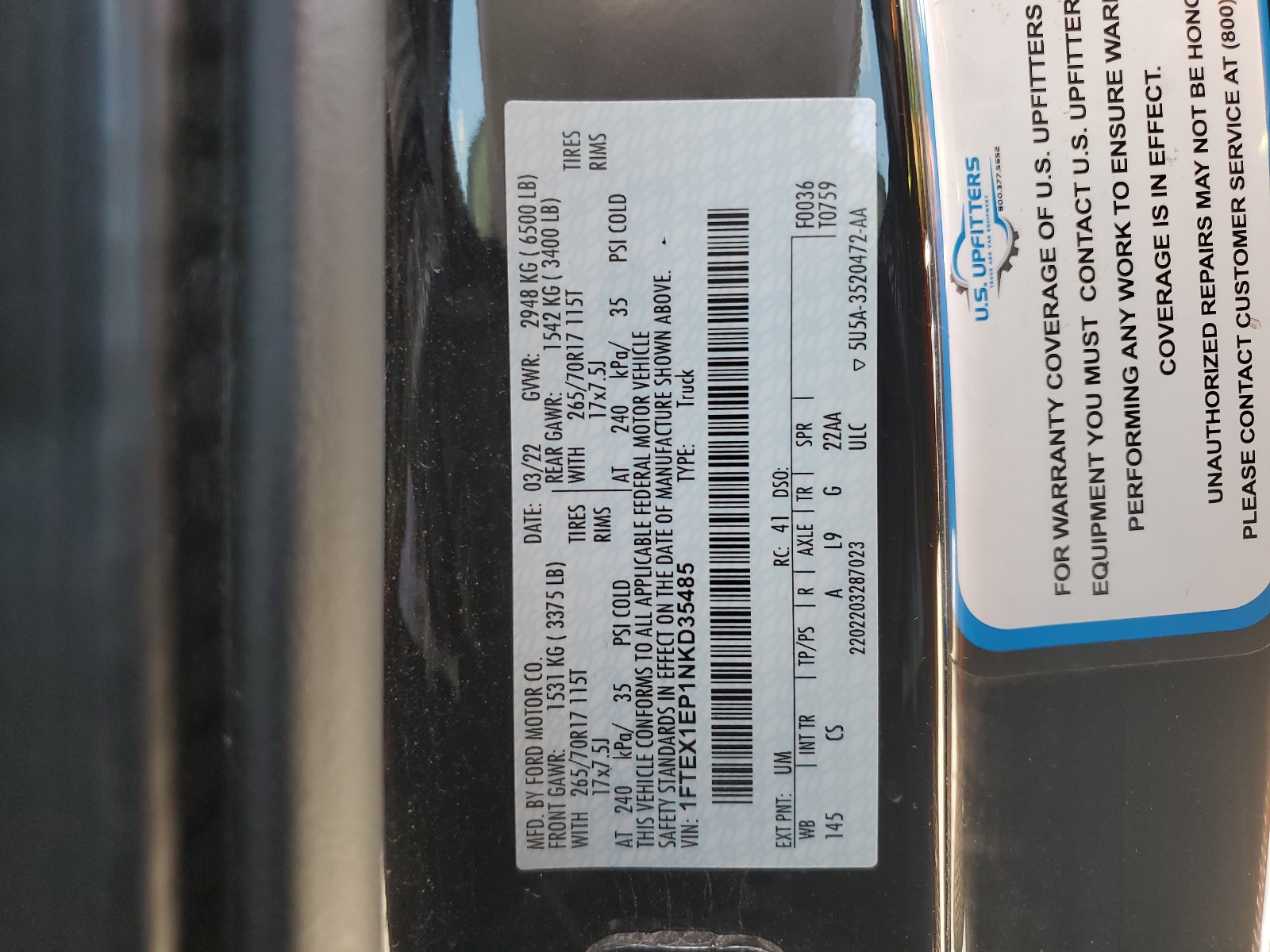 1FTEX1EP1NKD35485 2022 Ford F150 Super Cab