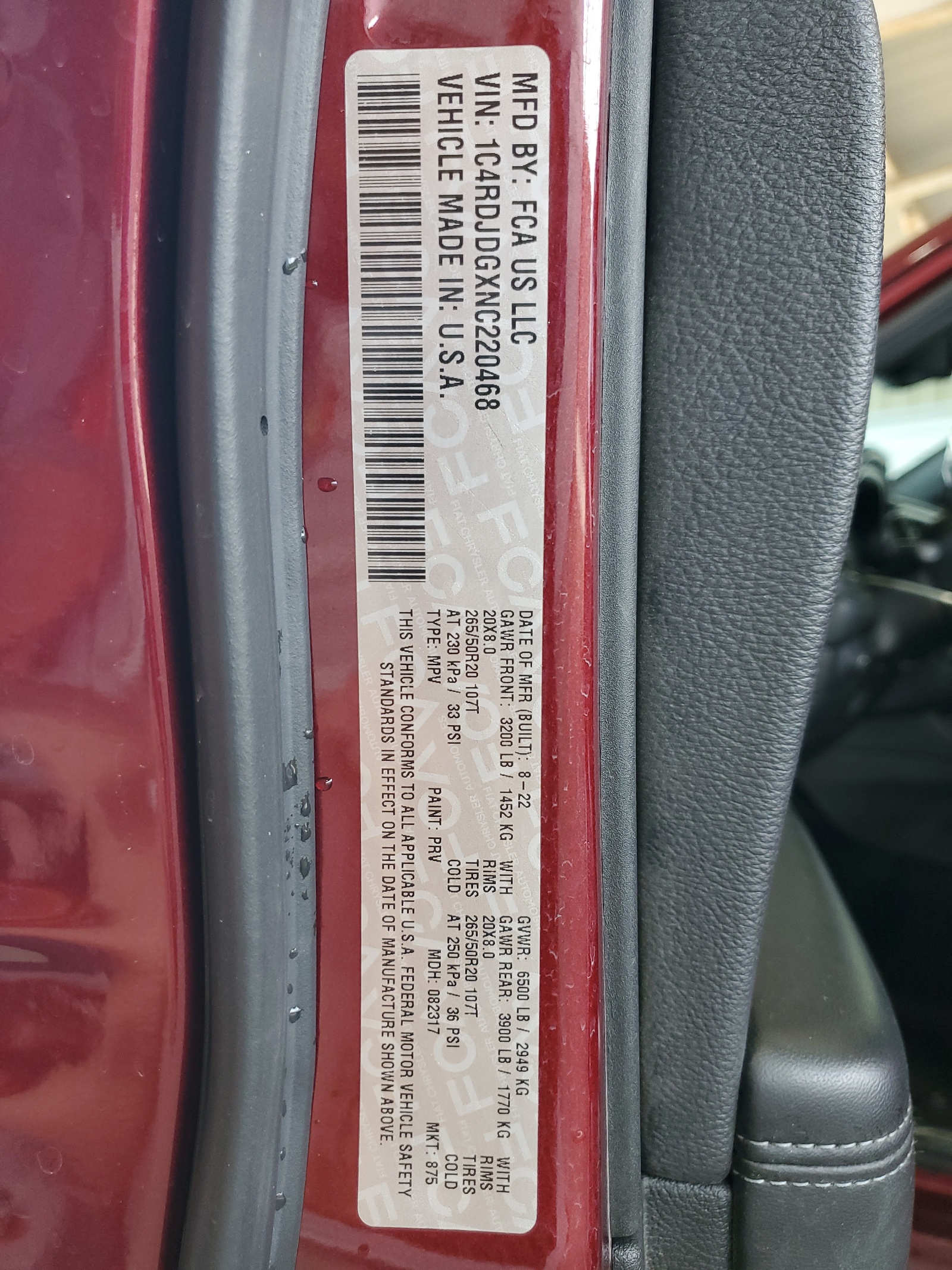 1C4RDJDGXNC220468 2022 Dodge Durango Gt