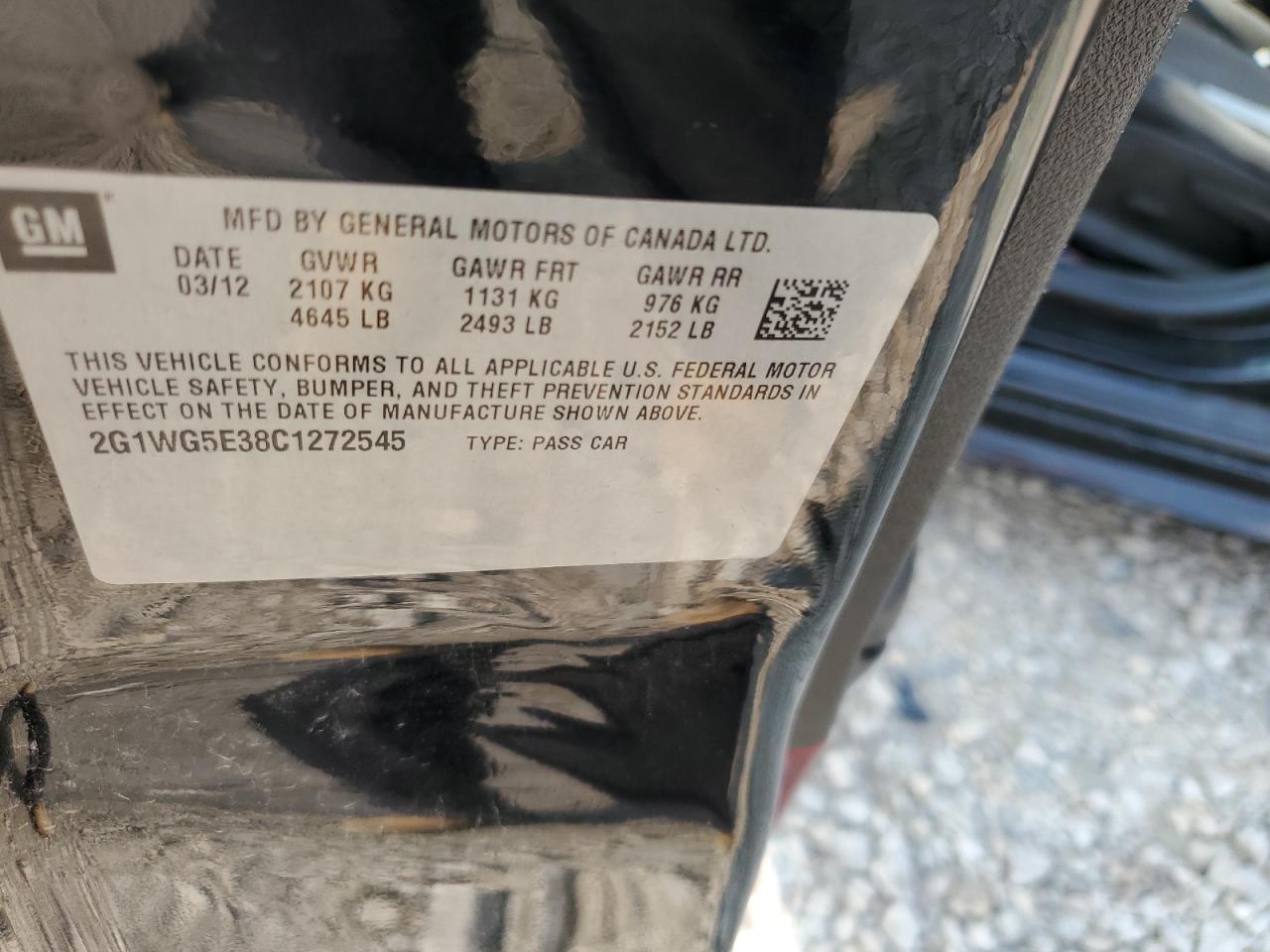 2G1WG5E38C1272545 2012 Chevrolet Impala Lt