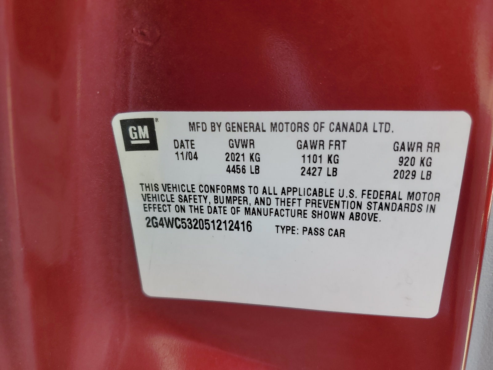 2G4WC532051212416 2005 Buick Lacrosse Cx