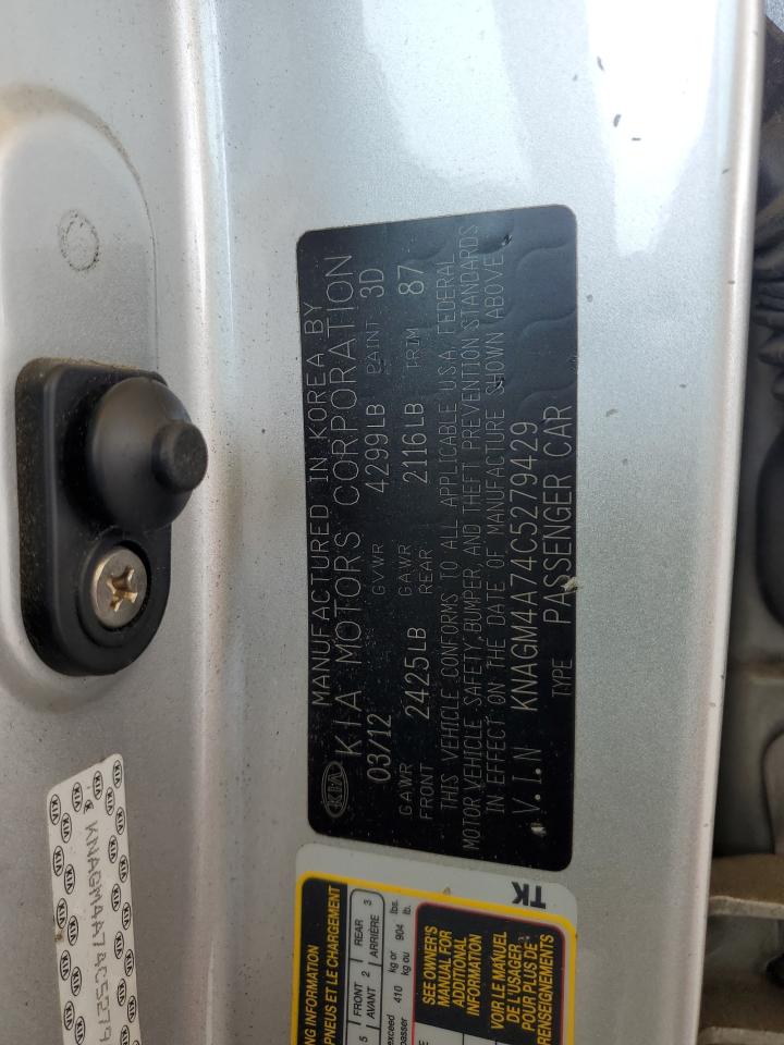 2012 Kia Optima Lx VIN: KNAGM4A74C5279429 Lot: 61450894