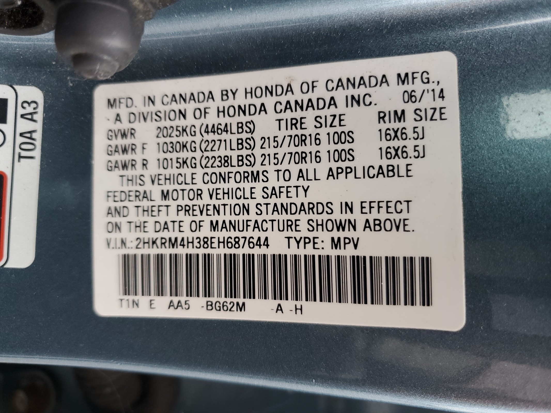 2HKRM4H38EH687644 2014 Honda Cr-V Lx