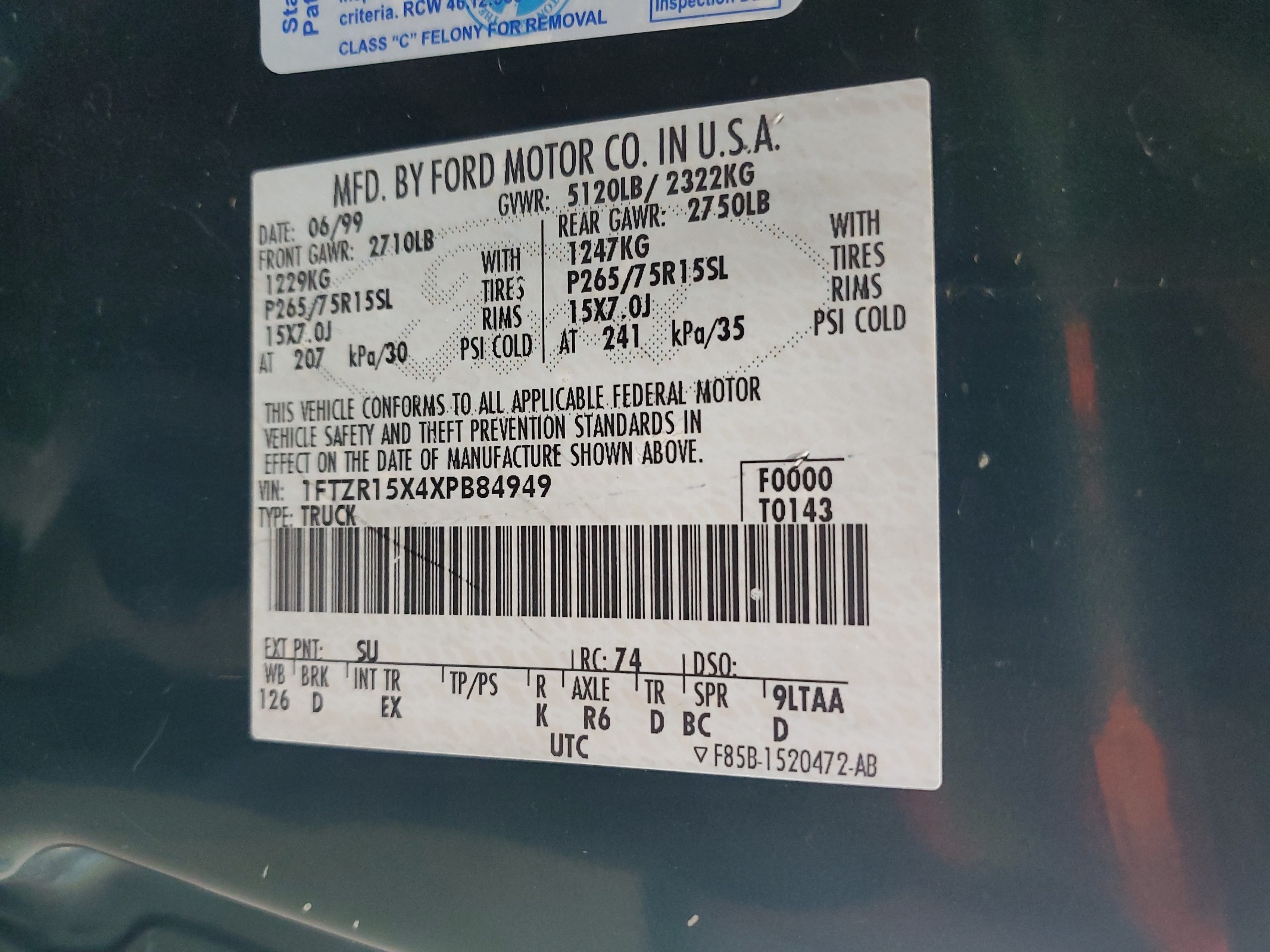 1FTZR15X4XPB84949 1999 Ford Ranger Super Cab