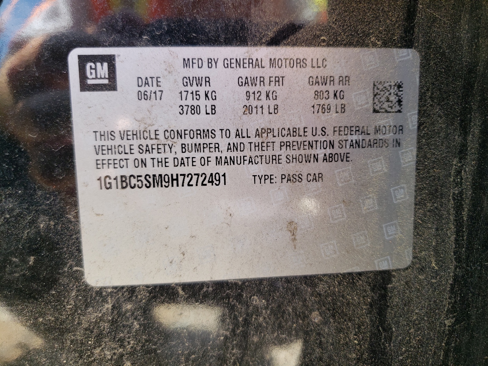 1G1BC5SM9H7272491 2017 Chevrolet Cruze Ls