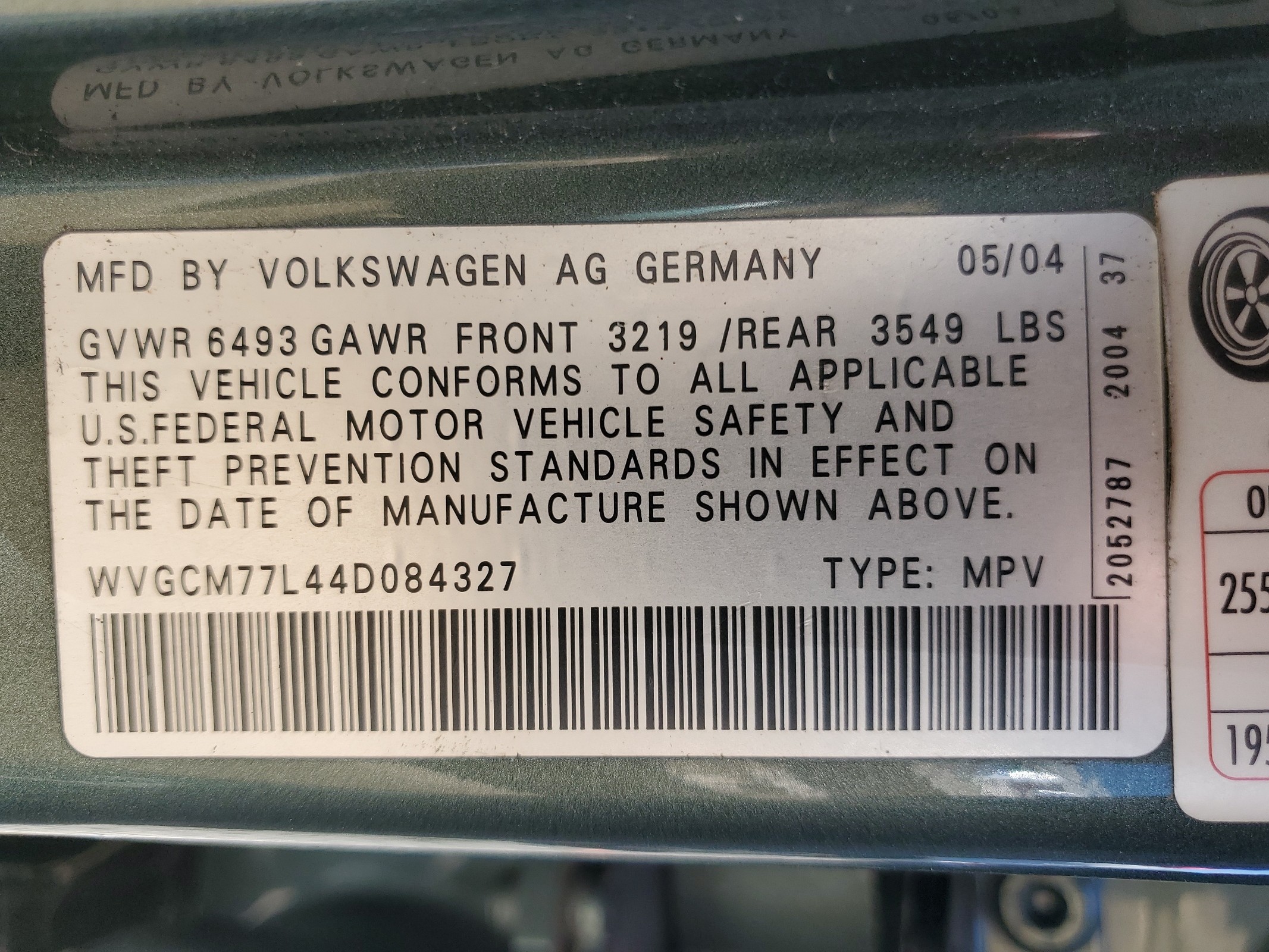 WVGCM77L44D084327 2004 Volkswagen Touareg 4.2