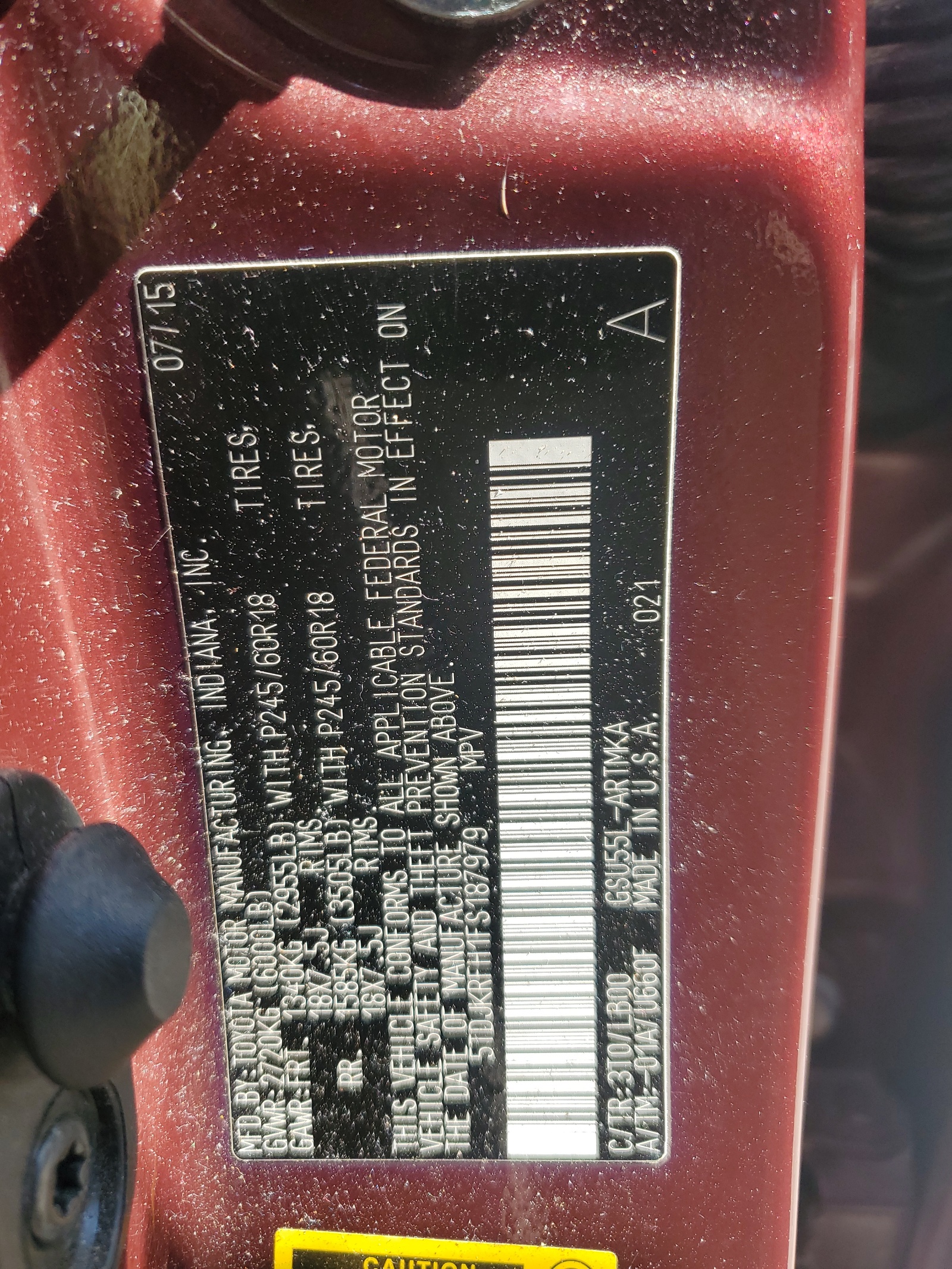 5TDJKRFH1FS187979 2015 Toyota Highlander Xle