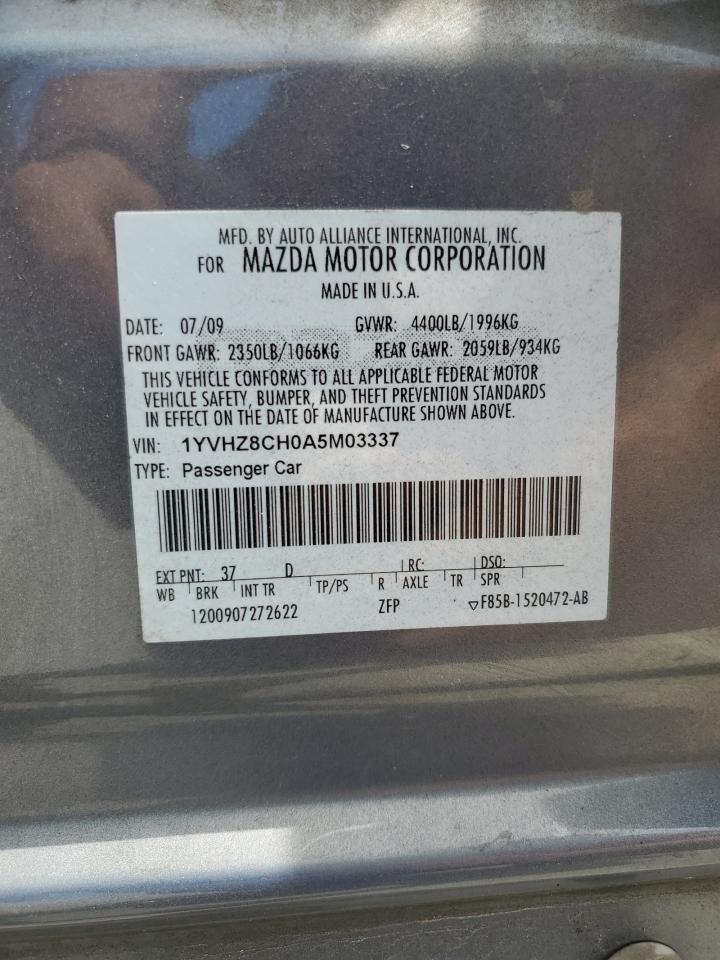 2010 Mazda 6 I VIN: 1YVHZ8CH0A5M03337 Lot: 61883994