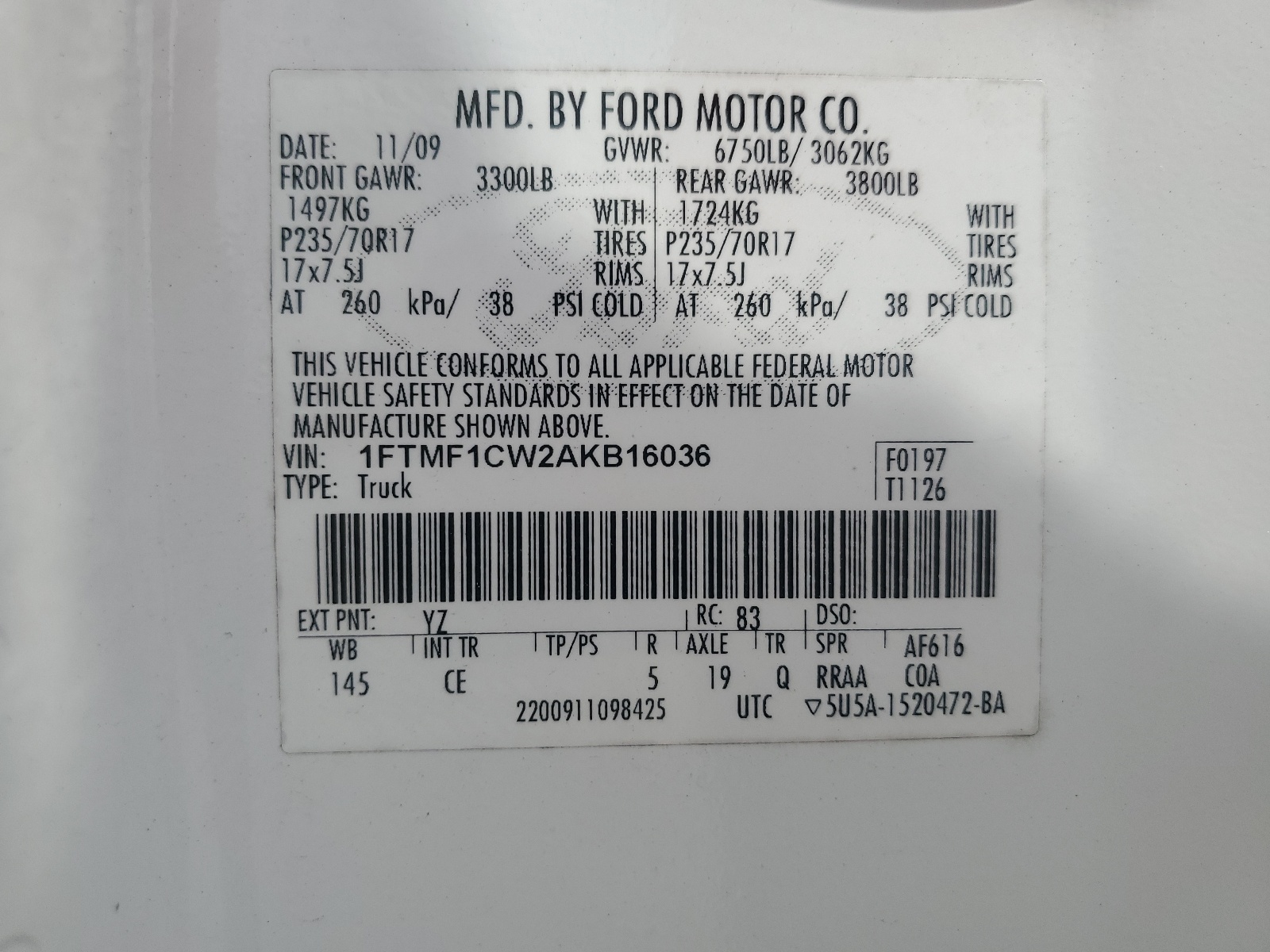 1FTMF1CW2AKB16036 2010 Ford F150