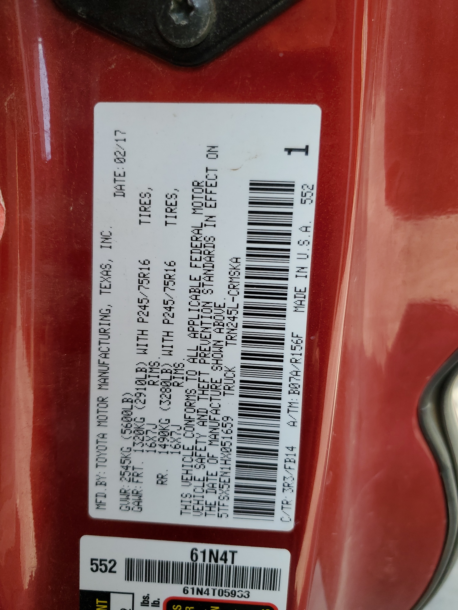 5TFSX5EN1HX051659 2017 Toyota Tacoma Access Cab