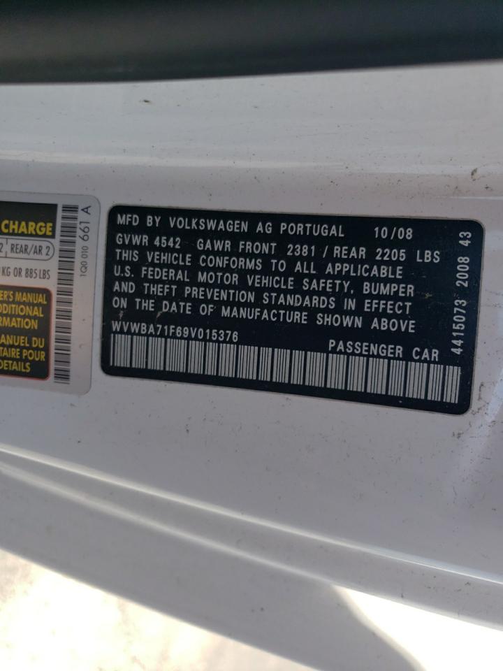 2009 Volkswagen Eos Turbo VIN: WVWBA71F69V015376 Lot: 63725334