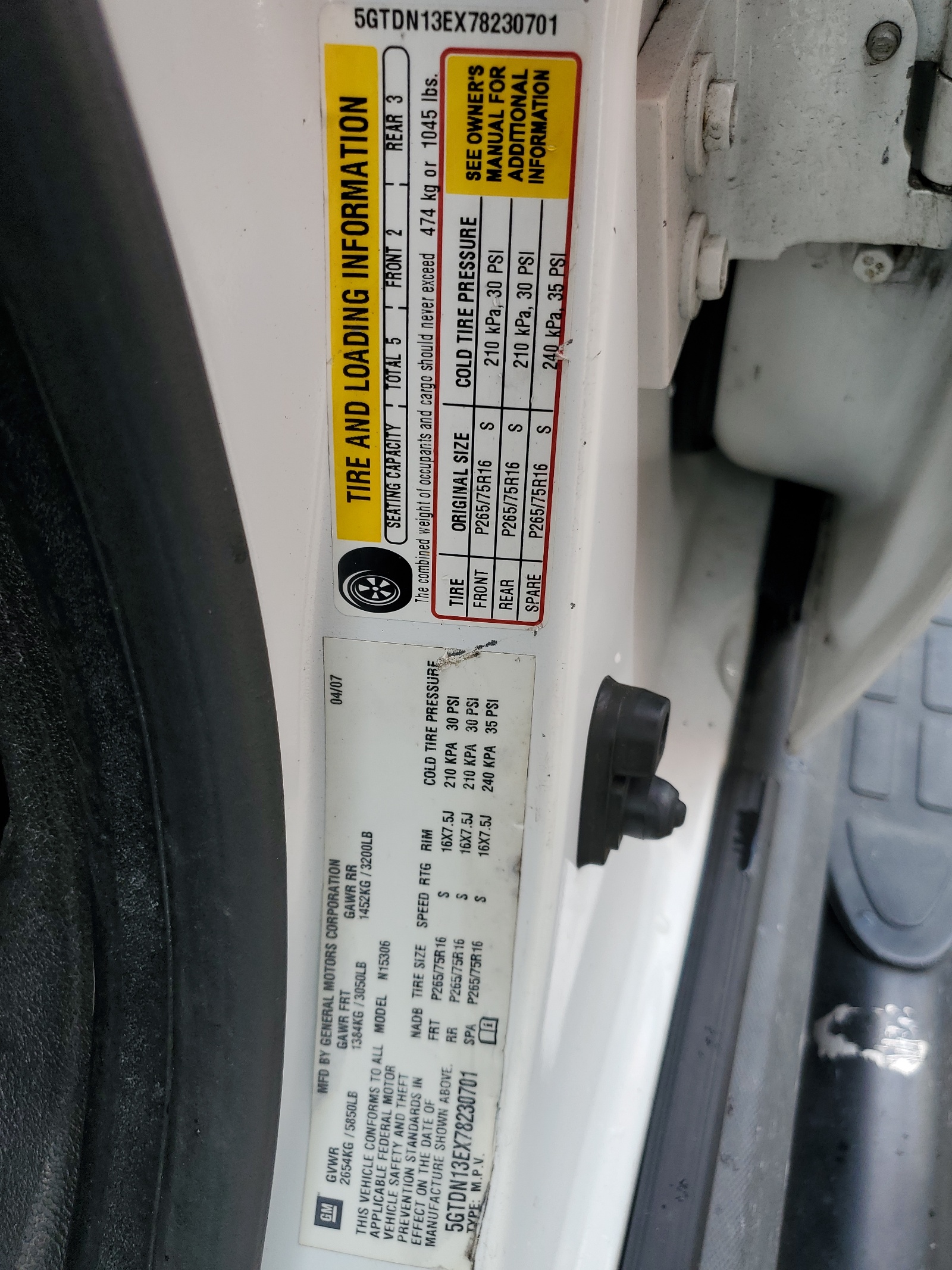 5GTDN13EX78230701 2007 Hummer H3