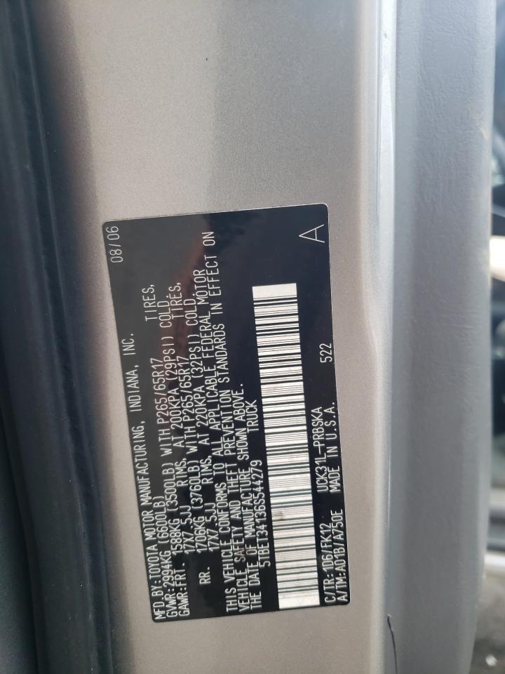 2006 Toyota Tundra Double Cab Sr5 VIN: 5TBET34136S544279 Lot: 64086854