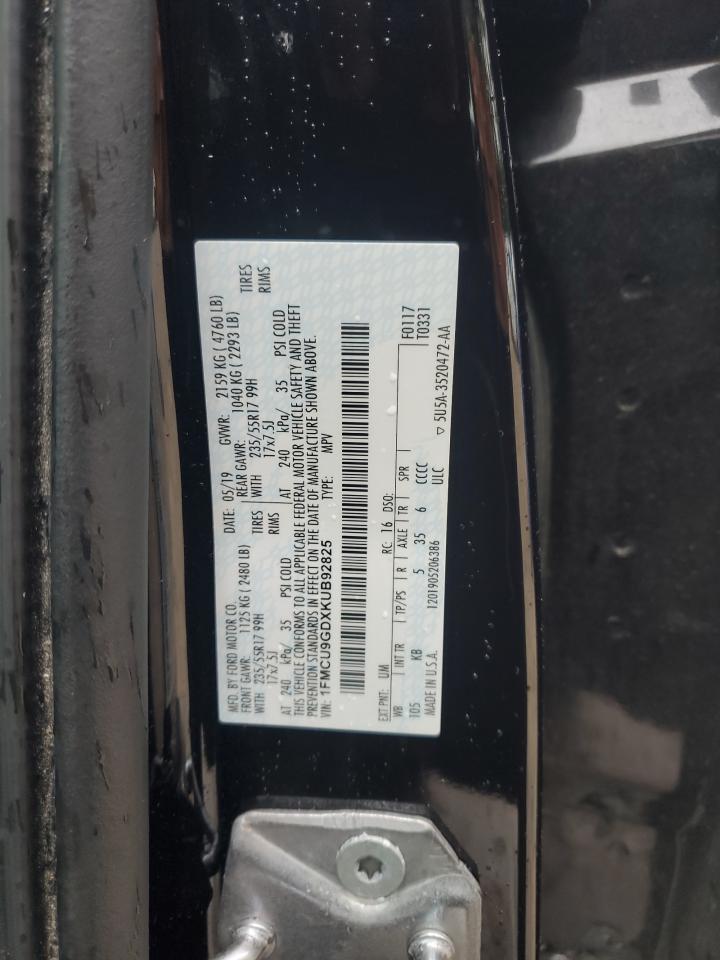 2019 Ford Escape Se VIN: 1FMCU9GDXKUB92825 Lot: 64736054