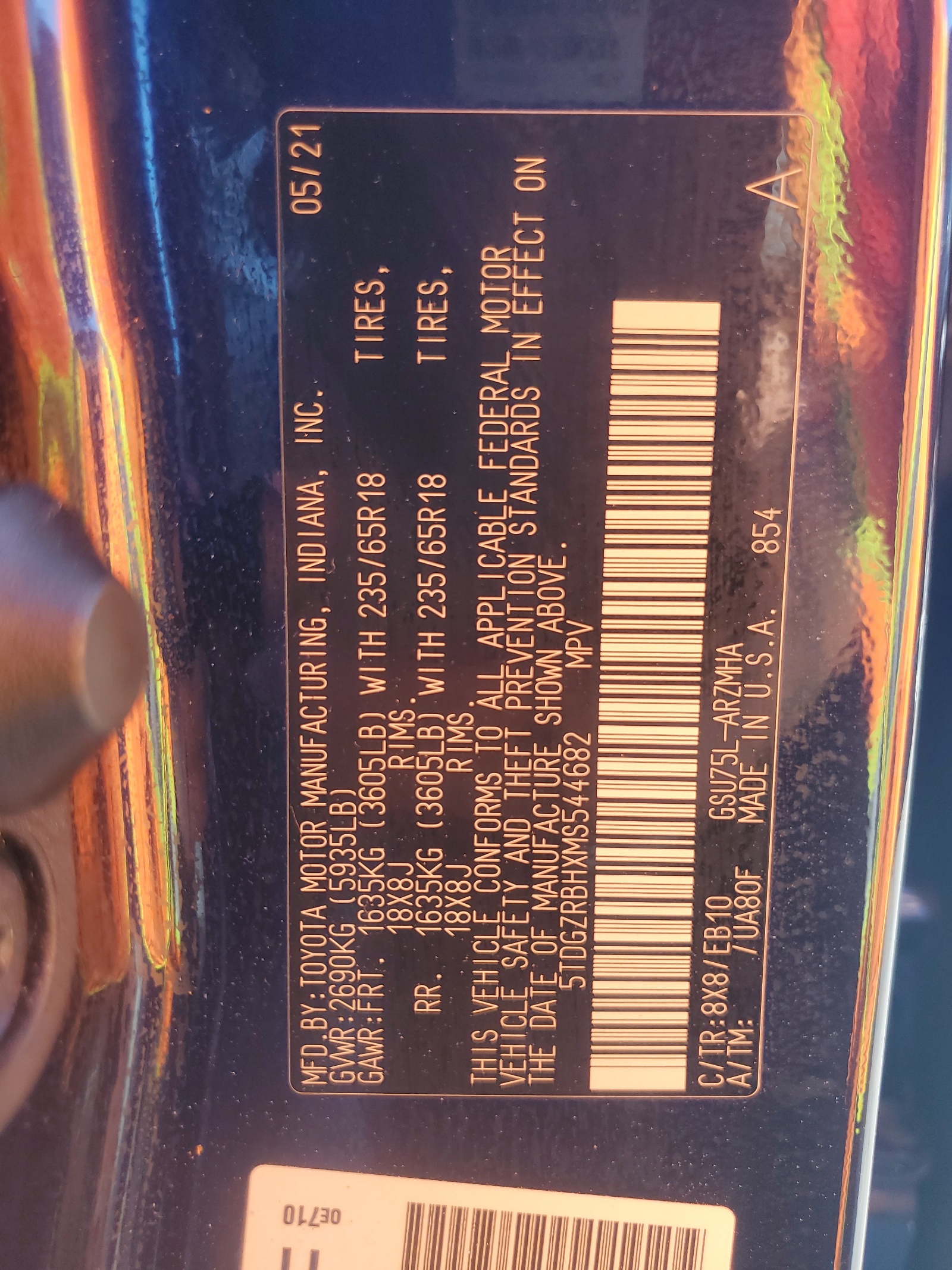 5TDGZRBHXMS544682 2021 Toyota Highlander Xle