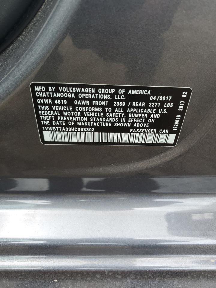 2017 Volkswagen Passat Se VIN: 1VWBT7A33HC068303 Lot: 64355234
