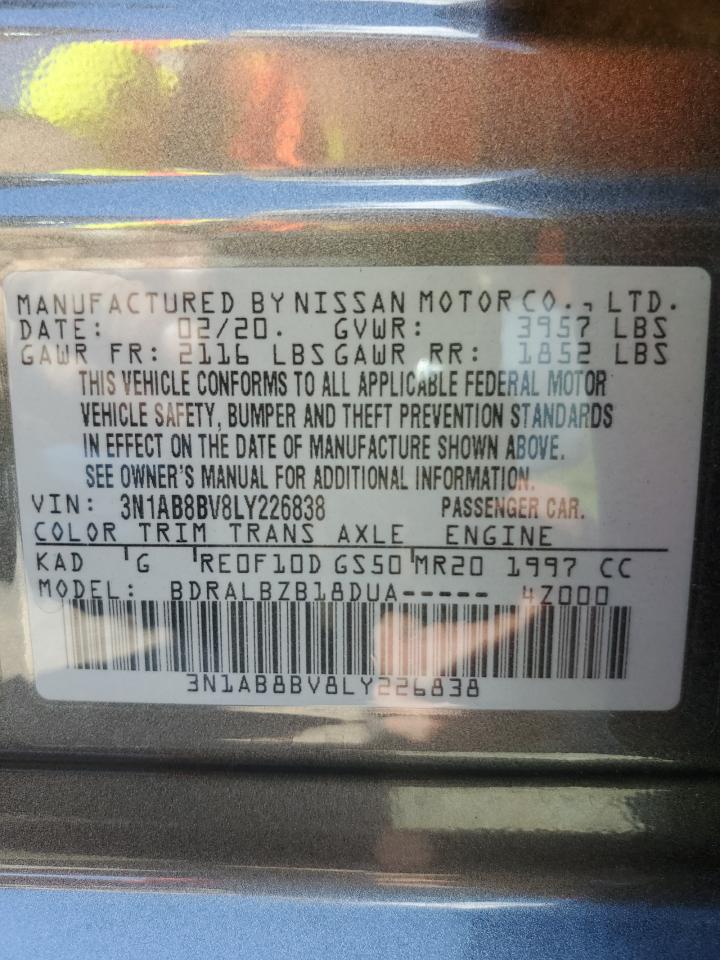 3N1AB8BV8LY226838 2020 Nissan Sentra S