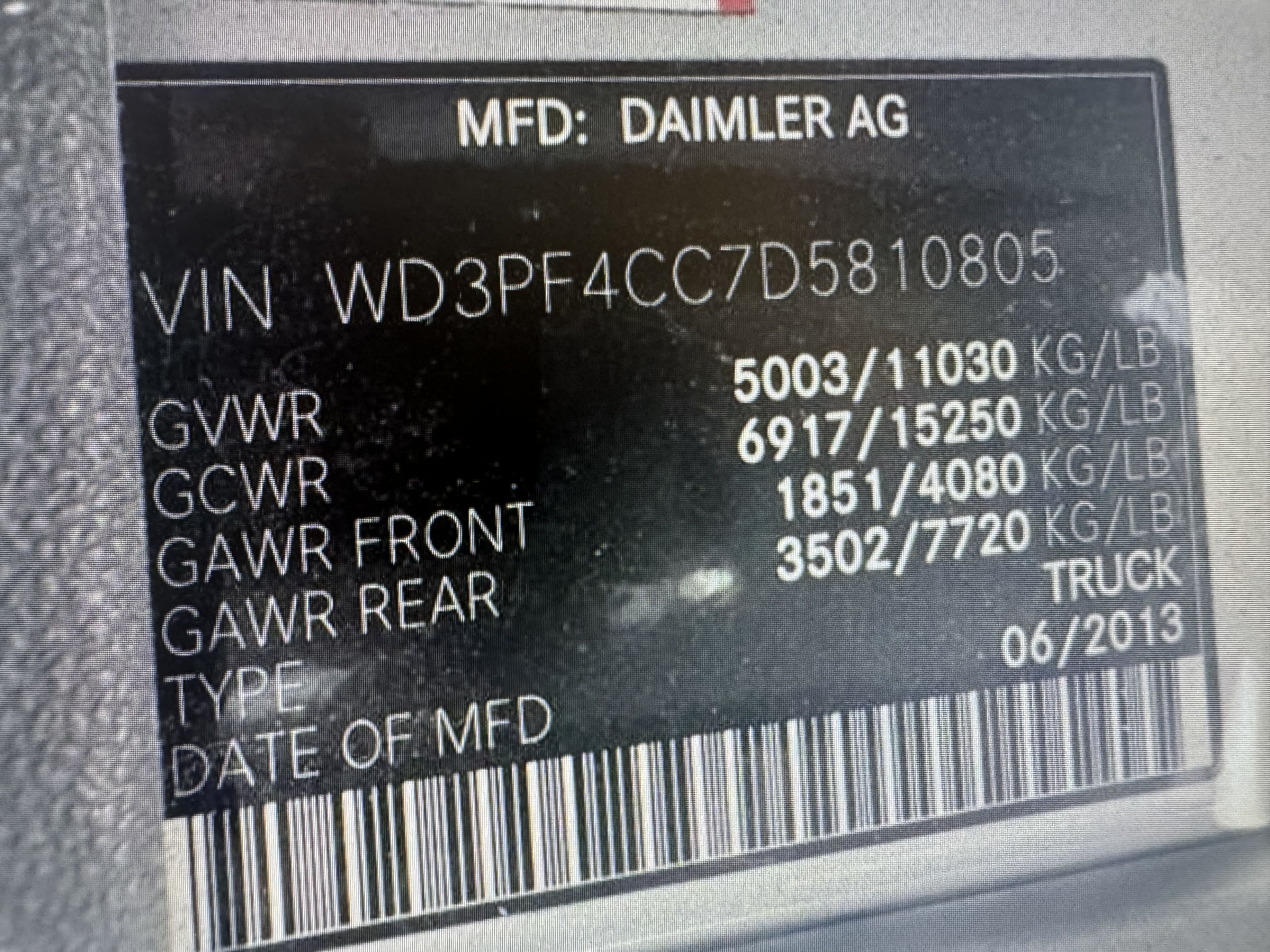 WD3PF4CC7D5810805 2013 Mercedes-Benz Sprinter 3500