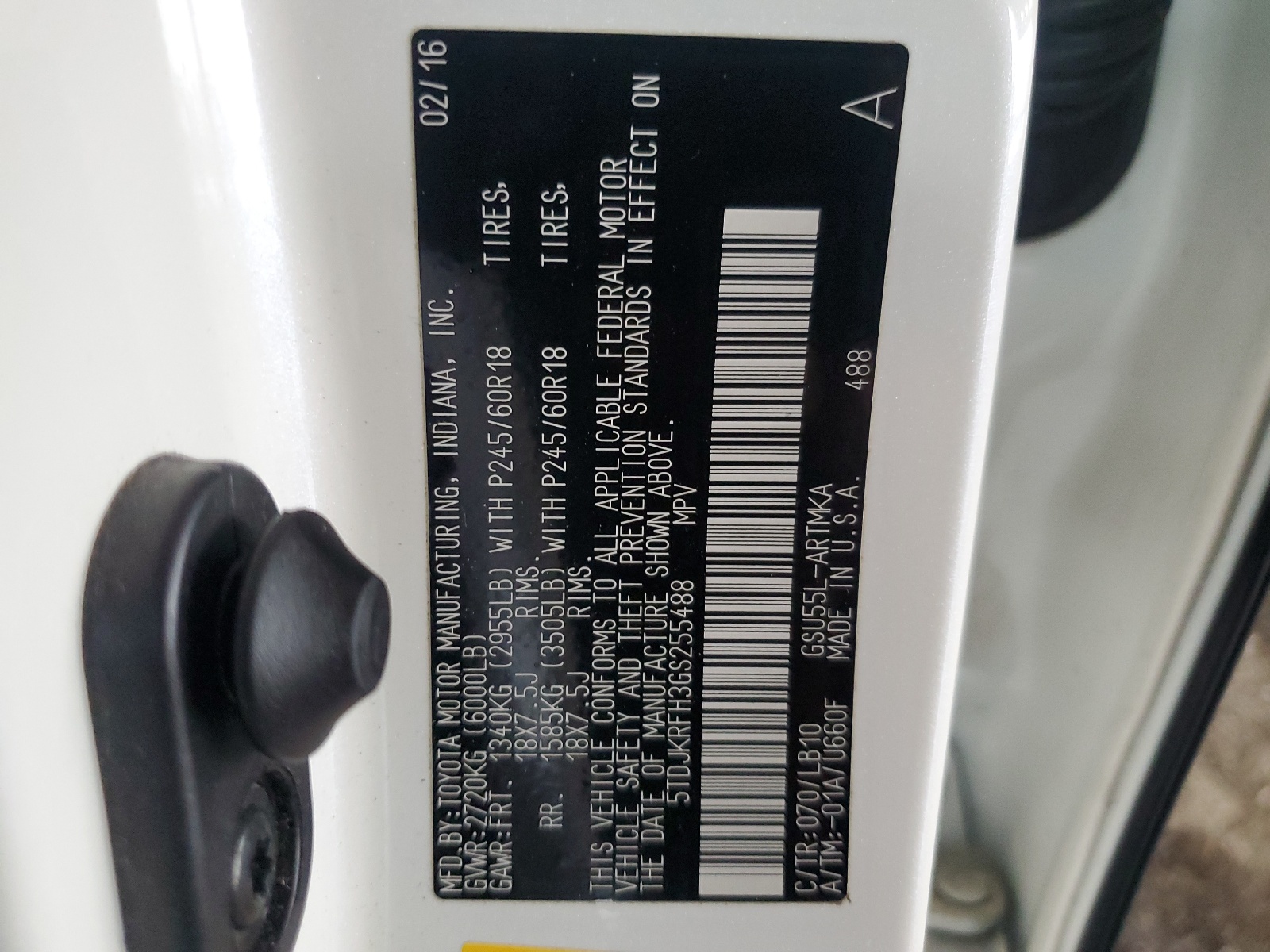 5TDJKRFH3GS255488 2016 Toyota Highlander Xle