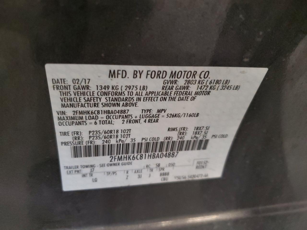 2FMHK6C81HBA04887 2017 Ford Flex Sel