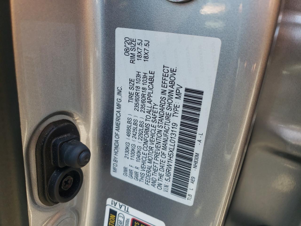 2020 Honda Cr-V Ex VIN: 5J6RW1H5XLL013119 Lot: 62731544