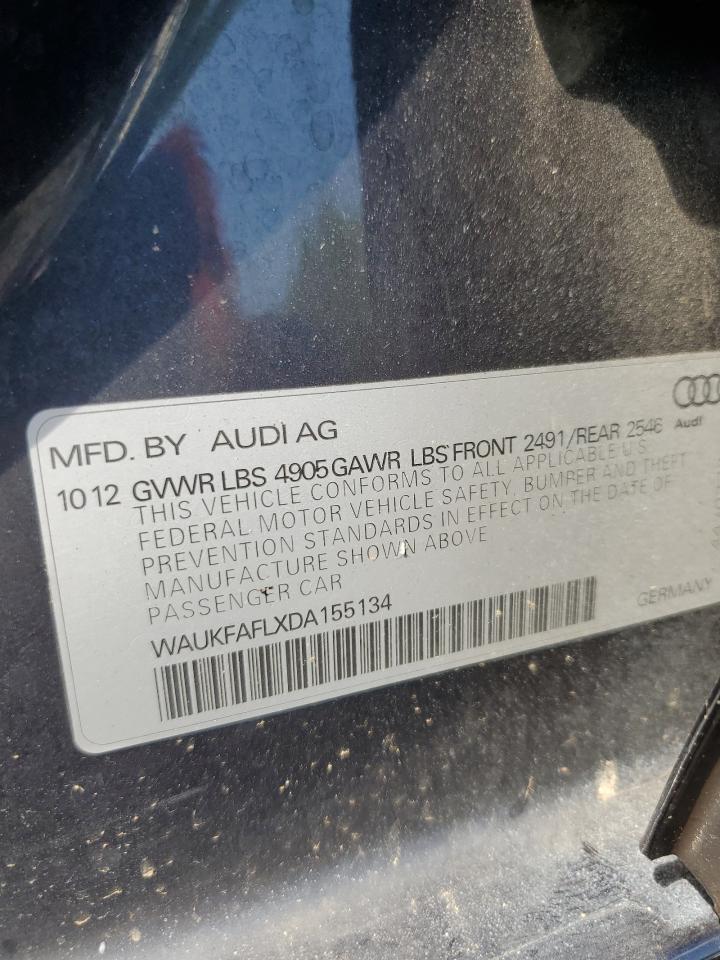 2013 Audi A4 Prestige VIN: WAUKFAFLXDA155134 Lot: 63423504