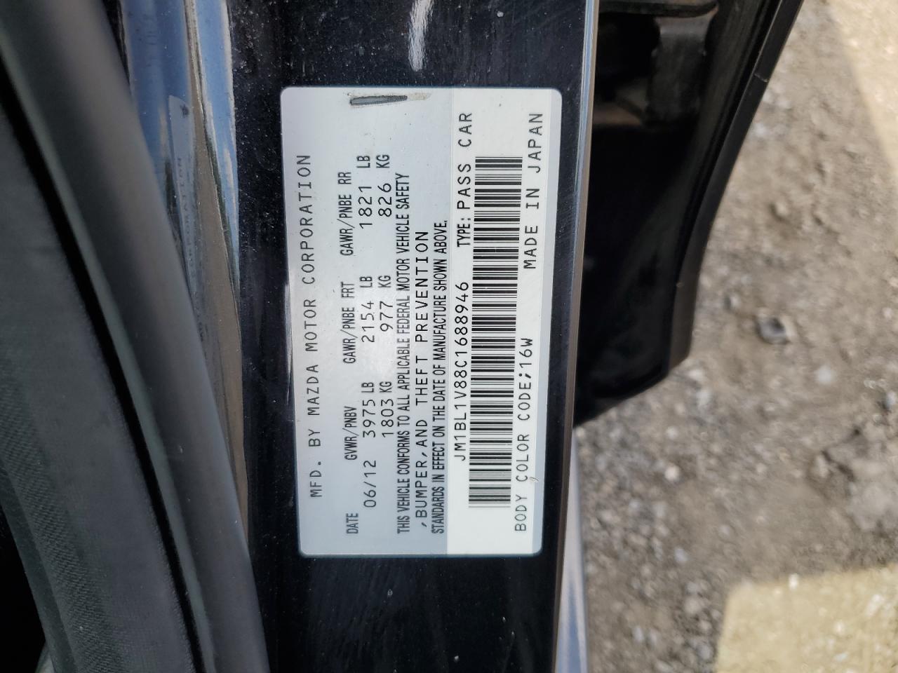 2012 Mazda 3 I VIN: JM1BL1V88C1688946 Lot: 61770314