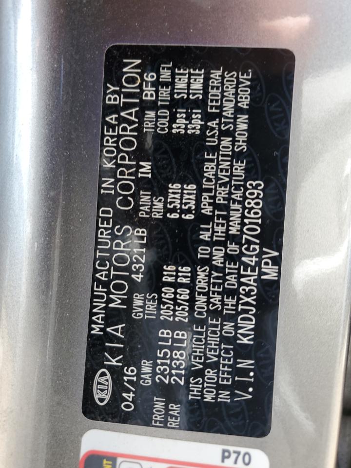 2016 Kia Soul Ev + VIN: KNDJX3AE4G7016893 Lot: 65554274