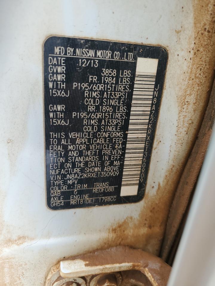 2014 Nissan Cube S VIN: JN8AZ2KRXET350909 Lot: 61952154