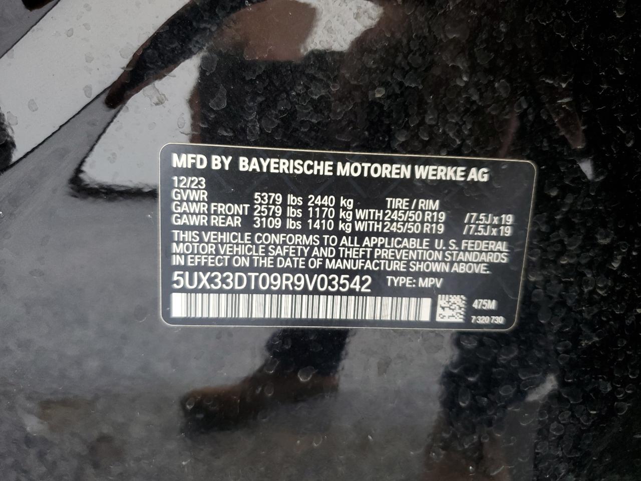 2024 BMW X4 xDrive30I VIN: 5UX33DT09R9V03542 Lot: 62765084