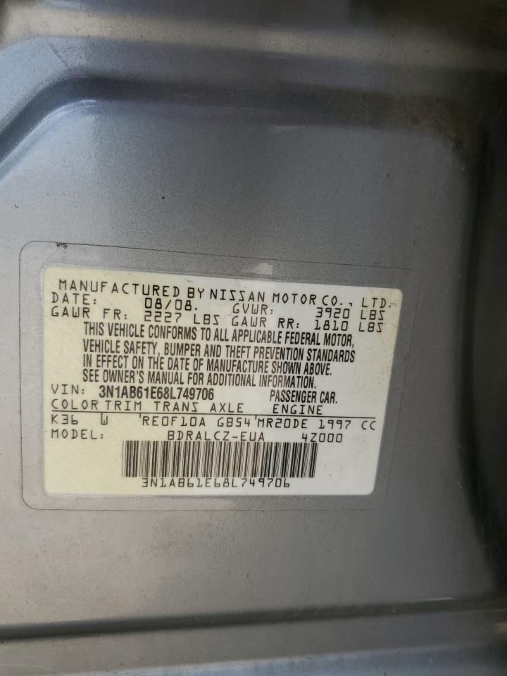2008 Nissan Sentra 2.0 VIN: 3N1AB61E68L749706 Lot: 62599974