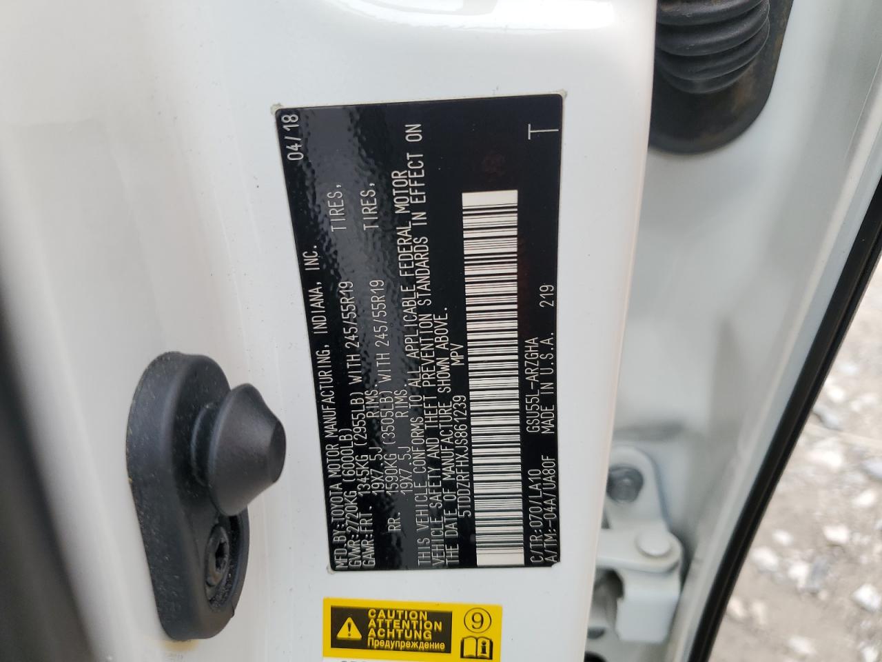 2018 Toyota Highlander Limited VIN: 5TDDZRFHXJS861239 Lot: 64809934