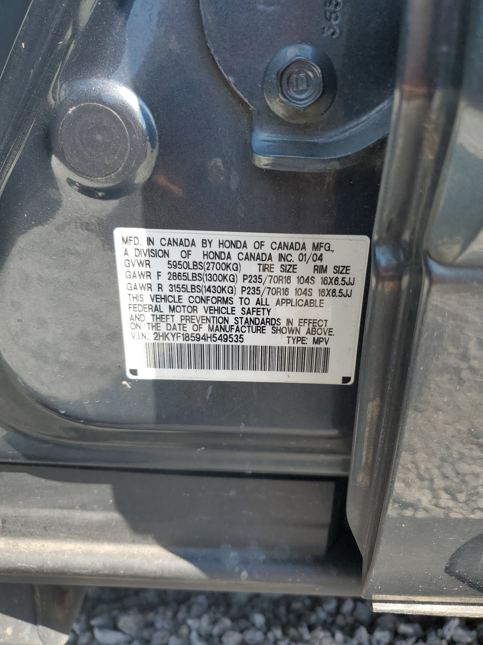 2HKYF18594H549535 2004 Honda Pilot Exl